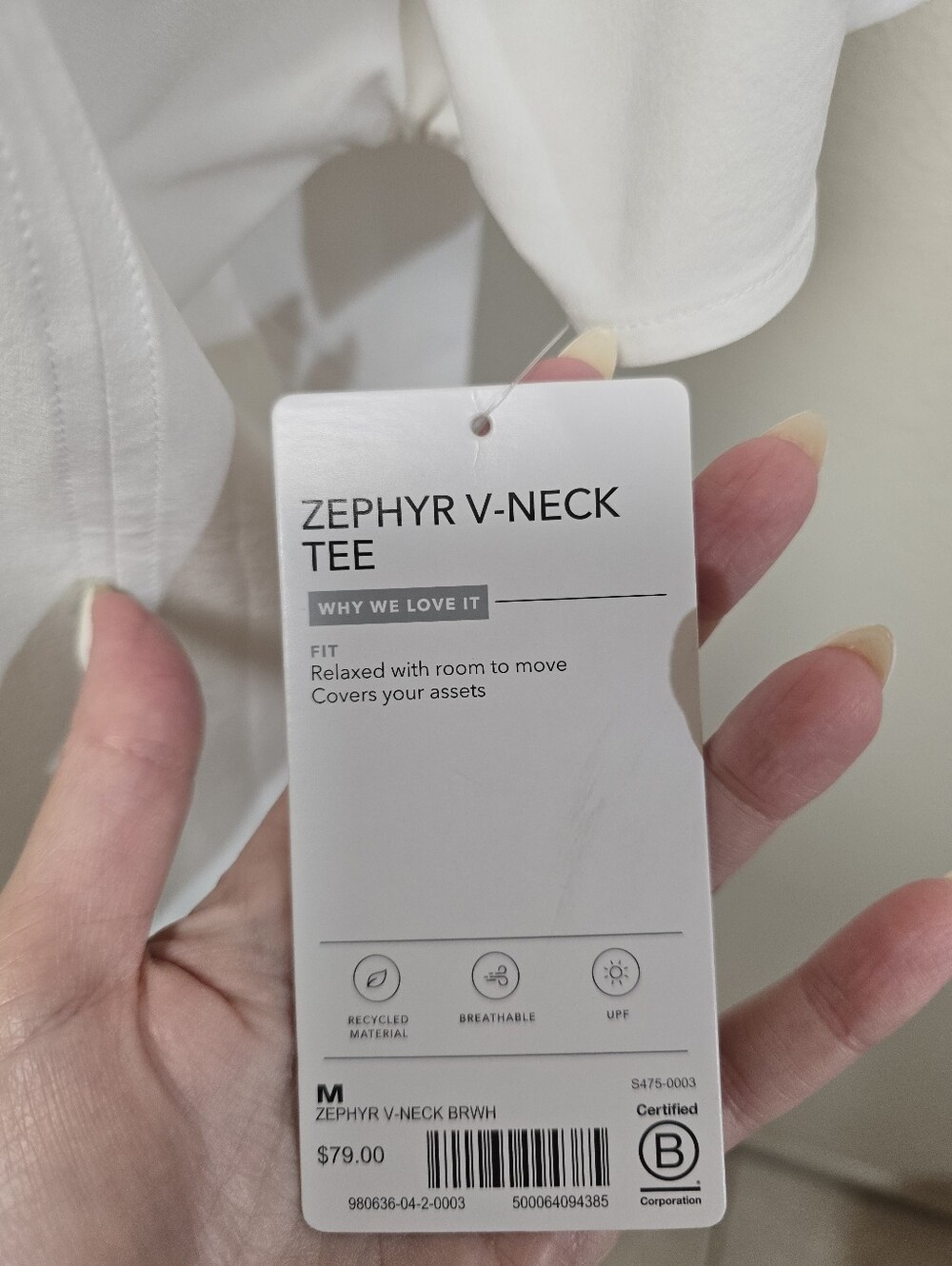 Athleta Zephyr V-Neck Tee White Size Medium NWT - Picture 8 of 11
